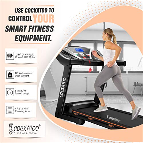 Cockatoo CTM-03 2 HP ( 4 HP Peak) DC-Motorised Treadmill ( Max Speed: 1-14 km/hr , Max Weight: 110 Kg ) with Free Installation Assistance and Fat Measure & Other Features