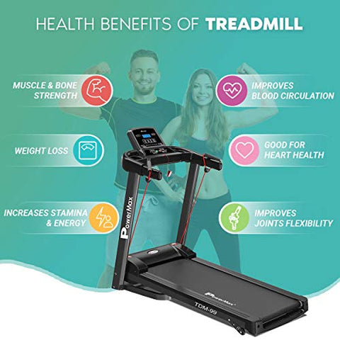Image of PowerMax Fitness TDM-99 2HP (4HP Peak) Motorized Treadmill with Free Installation Assistance, Home Use & Automatic Programs