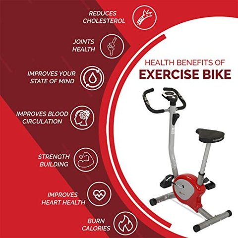 Image of PowerMax Fitness BU-200 Exercise Bike - Red & Silver