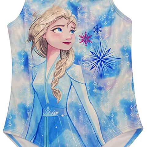 Image of Disney Frozen Elsa Little Girls One Piece Bathing Suit Blue/White 5-6