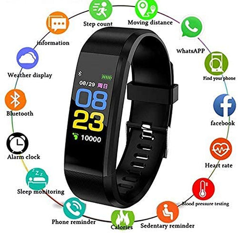 Image of Fitness Band ID115 Bluetooth Smart Band Watch with Waterproof Body Functions Like Steps & Calorie Counter, Call Reminder Activity Tracker