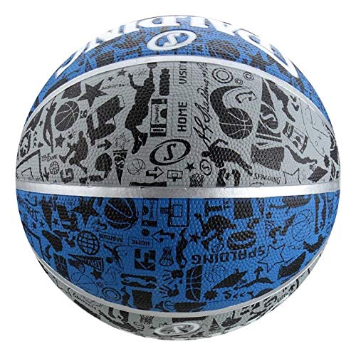 Spalding Graffite Rubber Basketball (Color: Grey/Blue/Black, Size: 7