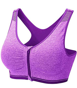 XMXM Girl Sports Inner Wear for Women Encapsulation Zip Bra (Fits Best- 30 to 34B) Purple