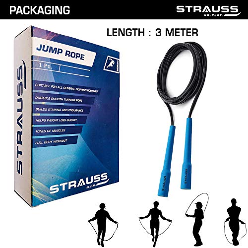 Strauss Adjustable Skipping Rope, (Blue)