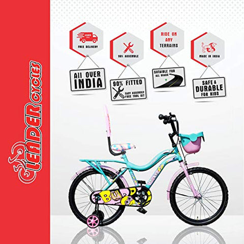 Image of Leader Kids Buddy 20T Inches Carbon steel Frame Cycle For Unisex (5 to 9 Years, Sea Green/Light Blue)