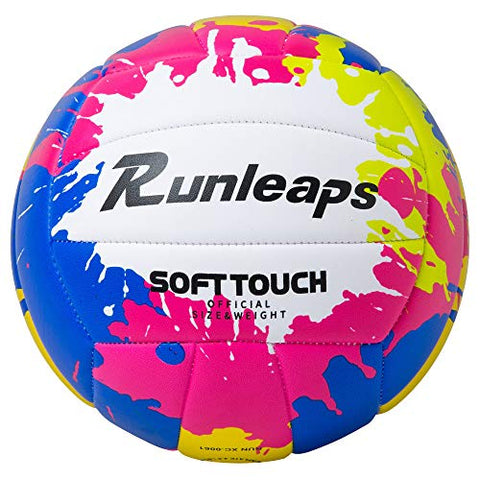 Image of Beach Volleyball Official Size 5 - Runleaps Soft Waterproof Volleyball Sand Sports PU Ball for Indoor, Outdoor, Pool, Gym, Training