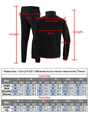 Lavnis Men's Casual Tracksuit Long Sleeve Full Zip Running Jogging Athletic Sports Set Style 2 Black L