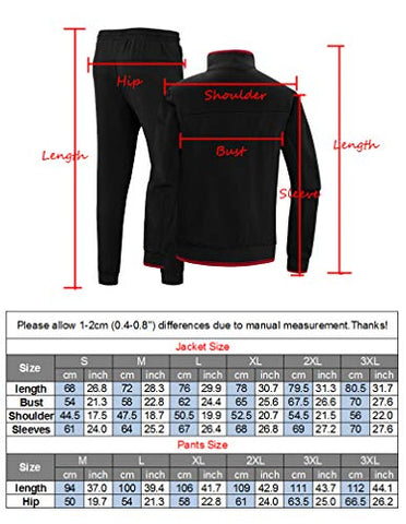 Image of Lavnis Men's Casual Tracksuit Long Sleeve Full Zip Running Jogging Athletic Sports Set Style 2 Black L