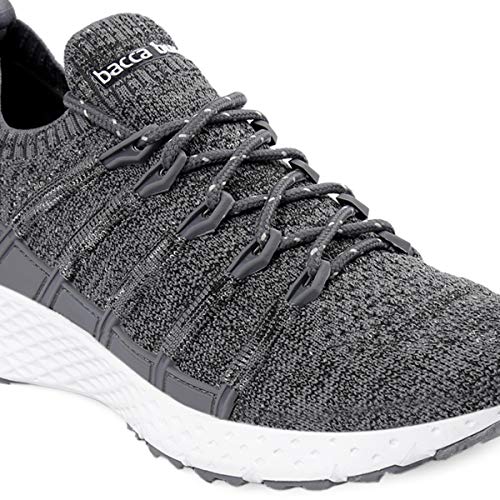 Bacca Bucci® Men's Stella Comfortable Running Shoes with Adaptive Smart Cushioning 5 in 1 uni-Moulding Technology Professional Non Slip Sneakers for Walking, Tennis, Fitness & Gym-Grey