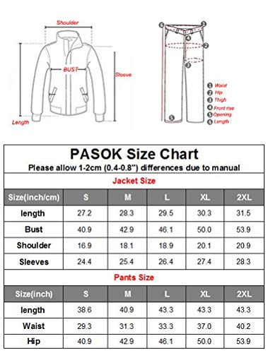 PASOK Men's Casual Tracksuit Long Sleeve Full Zip Running Jogging Sweatsuit Athletic Sports Set Light Gray S
