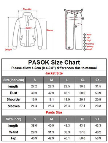 Image of PASOK Men's Casual Tracksuit Long Sleeve Full Zip Running Jogging Sweatsuit Athletic Sports Set Light Gray S