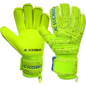 Kobo GKG-07 Football/Soccer Goalie Goal Latex Keeper Gloves, Strong Grip for The Toughest Saves, with Finger Spines to Give Splendid Protection and Comfort, 8.5, with Finger Save
