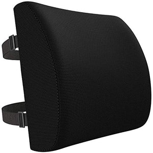 Mojorest Lumbar Support Pillow for Office Chair - Pure Memory Foam Back Cushion for Car (Black)