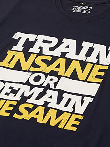 Image of PRINTOCTOPUS Train Insane Or Remain Same Regular Fit T-Shirt for Women (Navy Blue, X-Large/XL)