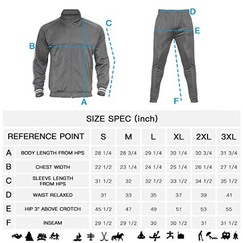 Image of Mens Athletic 2 Piece Tracksuit Sets Casual Jogging Suits Full Zip Sports Set Stand-up collar Sweatsuit fo Men GrayM