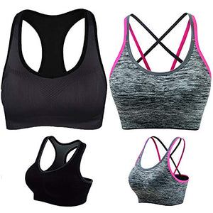 LUCKY CUP Padded Strappy Sports Bras for Women Girl Sexy Thin Underwear Crisscross Back - Activewear Tops for Yoga Running Fitness (2 Pack, S)