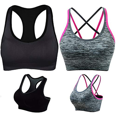 Image of LUCKY CUP Padded Strappy Sports Bras for Women Girl Sexy Thin Underwear Crisscross Back - Activewear Tops for Yoga Running Fitness (2 Pack, S)
