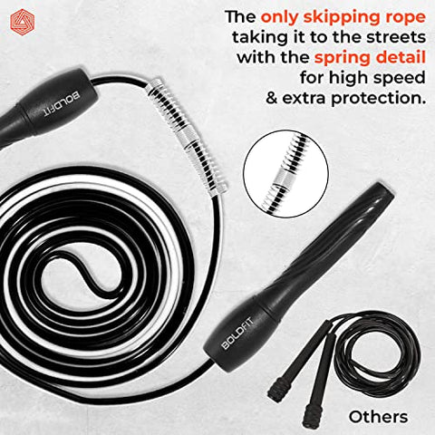 Image of Boldfit Skipping Rope for Men and Women Jumping Rope With Adjustable Height Speed Skipping Rope for Exercise, Gym, Sports Fitness Adjustable Jump Rope- Drumstick Black