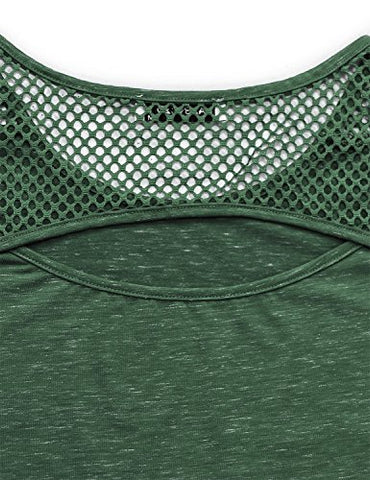 Image of AxByCzD Athleisure Wear for Women,Ladies Soft Breathable Cool Moisture Wicking Keyhole Mesh Stitching Yoga Gym Tank Tops Abrasion Resistant Exercise Sports Jogging Pilates Casual Shirts Green Large