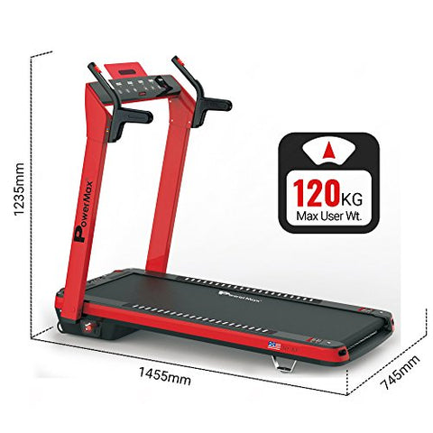 Image of PowerMax Fitness Urban-Trek TD-A3 5.0HP Peak Pre-installed Motorized Treadmill with Automatic Incline, Automatic Programs- Red