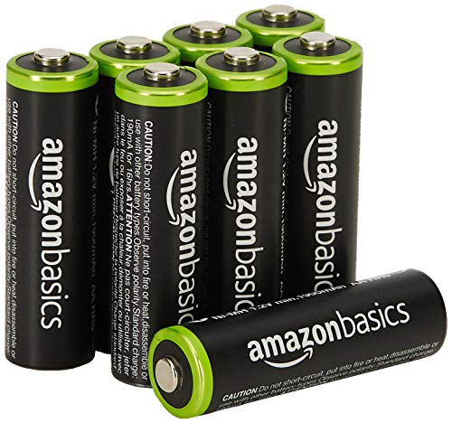 AmazonBasics 8 Pack AA Ni-MH Pre-Charged Rechargeable Batteries, 1000 Recharge Cycles (Typical 2000mAh, Minimum 1900mAh) - Packaging May Vary