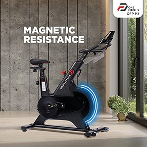 OneFitplus OFP-M1 (Flywheel: 14.3lbs, Max Weight: 120kg) Bluetooth Enabled Exercise Spin Bike with Free At Home Installation and Trainer Led Sessions by cult.sport