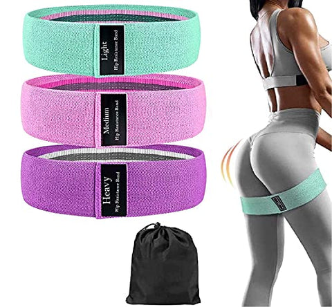 Image of Ardith Fabric Resistance Loop Bands for Exercise,3 Pack Non-Slip Workout Fitness Resistance Bands for Men and Women and Workout,Action Guide &Carry Bag (Band Set)