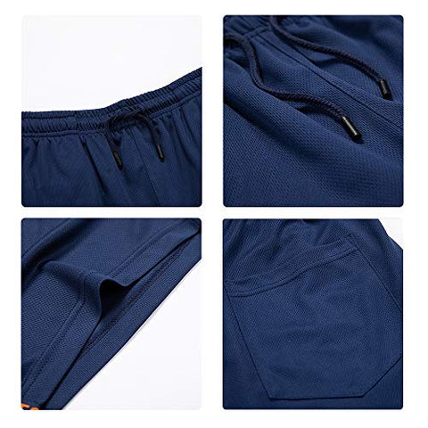 Image of TOLOER Men's Zipper Short Sleeve Jacket and Shorts Stripe Drawstring Waistband Tracksuit Navy XX-Large