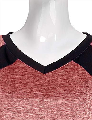 Miusey Yoga Tops for Women, Ladies Short Sleeve Sport Exercise Elastic Petite Activewear Fast Dry Running Solid Color Light Weight Cool Relaxing Wearing Wine M