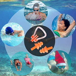 UPINS 14 Sets Waterproof Swimming Earplugs Nose Clips Silicone Swim Training Protector Plugs with Box Package