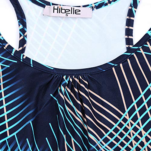 Hibelle Sport Tank Tops for Women, Fashion Summer Workout Yoga Top Racerback Running Exercise Tanks Shirts Tennis Gym Athletic Clothes Active Wear Outfits Blue Pattern Large