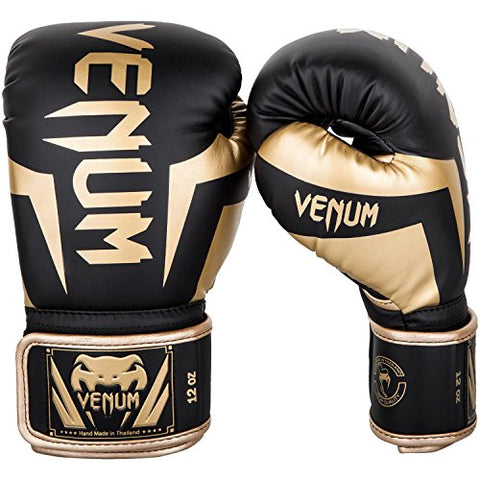 Image of Venum Elite Boxing Gloves - Black/Gold - 12oz