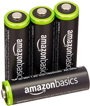 AmazonBasics 4 Pack AA Ni-MH Pre-Charged Rechargeable Batteries, 1000 Recharge Cycles, (Typical 2000mAh, Minimum 1900mAh) - Packaging May Vary