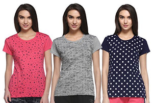 SHAUN Women's T-Shirt (Pack of 3) (B078Y6LNHM_Multicolored_Large)