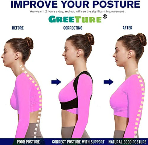 Image of GREETURE Posture Corrector for Women and Men, Adjustable Upper Back Brace, Breathable Back Support straightener, Providing Pain Relief from Neck, Shoulder, and Clavicle, Back Straight Belt (Free Size)