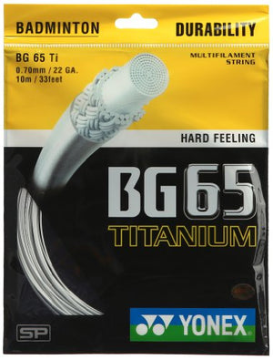 Yonex BG 65 Titanium Badminton Strings, 0.70mm (White)