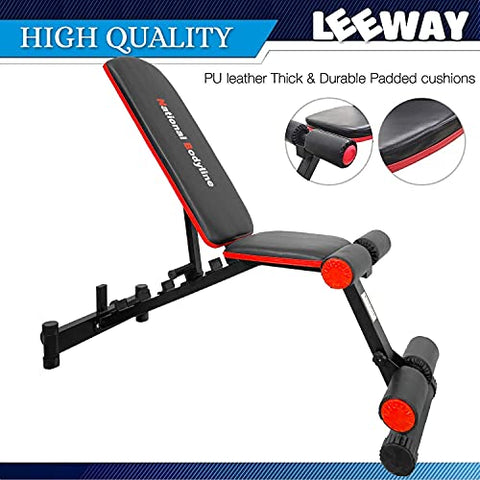 Image of National Bodyline Adjustable Weight Bench Full Body Workout Machine, Foldable Incline Decline Flat Bench Press Exercise Table, Heavy Duty Gym Bench for Strength Training (Black, 180 kgs)