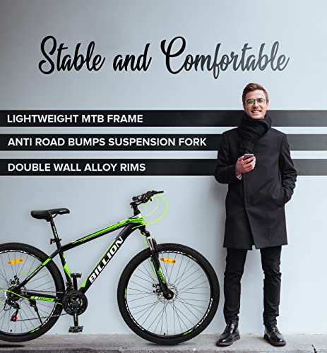 Geekay Billion Unisex 21 Speed Gear Mountain Bike (Green/Black