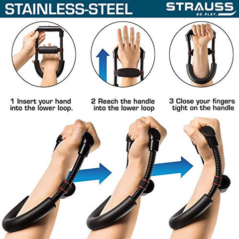 Image of Strauss Adjustable Wrist/Forearm Strengthener, (Black)