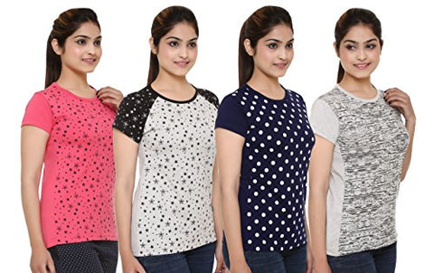Image of SHAUN Women T-Shirt (105WPtedN4XNPA44_Multicolored_XL_Pack of 4)