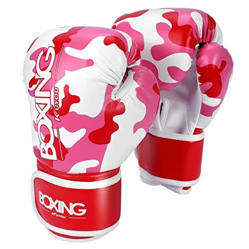Kids Boxing Gloves, Boxing Gloves for Children 5-12 Youth Boys Girls Toddler PU Cartoon Sparring Training Boxing Gloves for Punching Bag, Kickboxing, Muay Thai, MMA (Red)