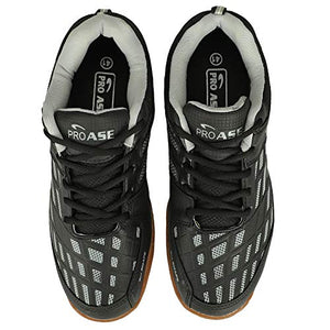 ASE Men's PRO Non-Marking Sole TRU Cushion TRU Shape Badminton Shoes Ideal for Badminton, Table Tennis, Volleyball (Black, 07)