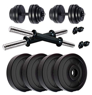 au.ctave sports Gym Equipment for Home 8 kg (2 kg x 4) PVC, 14 inches Dumbbell Rod Set, Exercise & Fitness Home Gym Workout Gym Accessories Combo for Men and Women black
