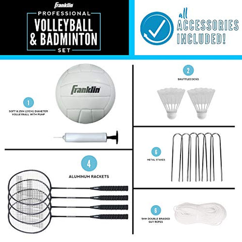 Image of Franklin Sports Professional Volleyball Badminton Combo Set