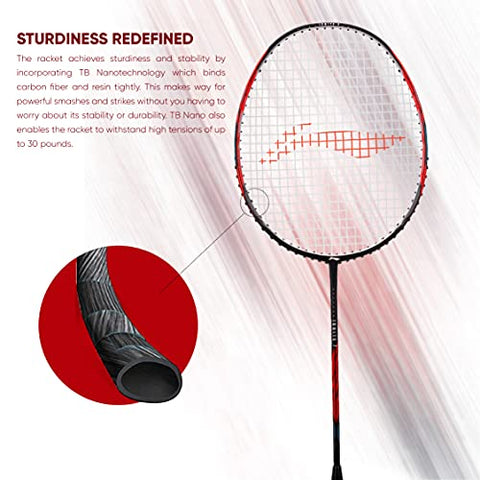 Image of Li-Ning G-Force Superlite Ignite 7 (Black/Red) Carbon Fibre Strung Badminton Racket with Free Full Cover, S1