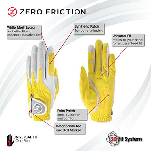 Image of Zero Friction Women's Universal Fit Golf Glove, Yellow, Left Hand, One Size