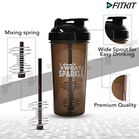 Image of Fitkit Classic Bottle Shaker (700ml, Grey/Black)