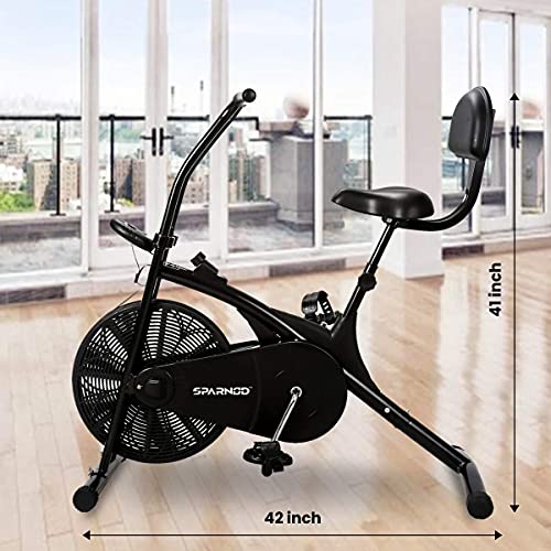 Sparnod Fitness SAB-03 Upright Air Bike Exercise Cycle for Home Gym - Adjustable Resistance, Height Adjustable Seat (Do It Yourself Installation)