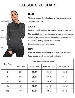 Elesol Women's Long Sleeve Workout Tee Running Gym Sports T-Shirt Fast Dry Red M