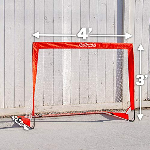 Image of GoSports Hockey Street Set - Includes Pop-Up Goal and 2 Hockey Sticks with 2 Hockey Street Balls, Red